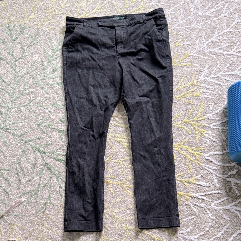 Ralph Lauren gray denim straight leg flat front jeans, 14